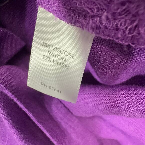 J.Jill Purple Seamed Linen Blend Puff Sleeve Midi Dress Caftan Medium Lagenlook - Picture 6 of 7